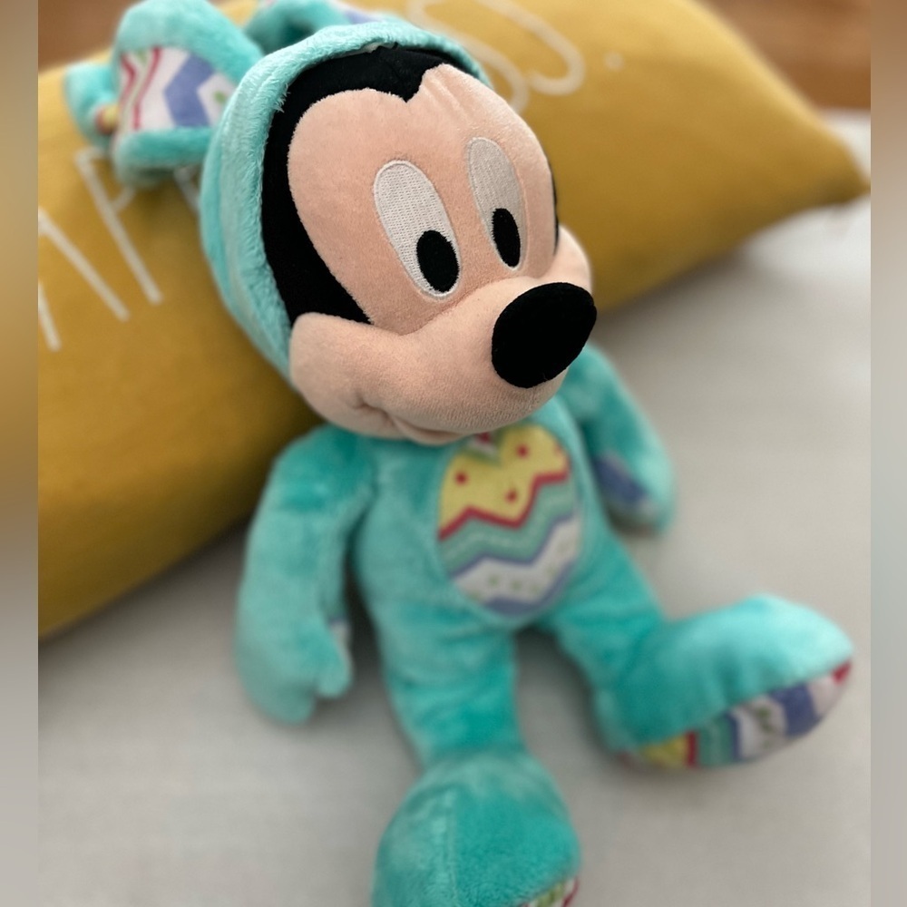 Mickey Mouse Blue Easter Egg Bunny Stuffed Animal Disney Store Exclusive 16”